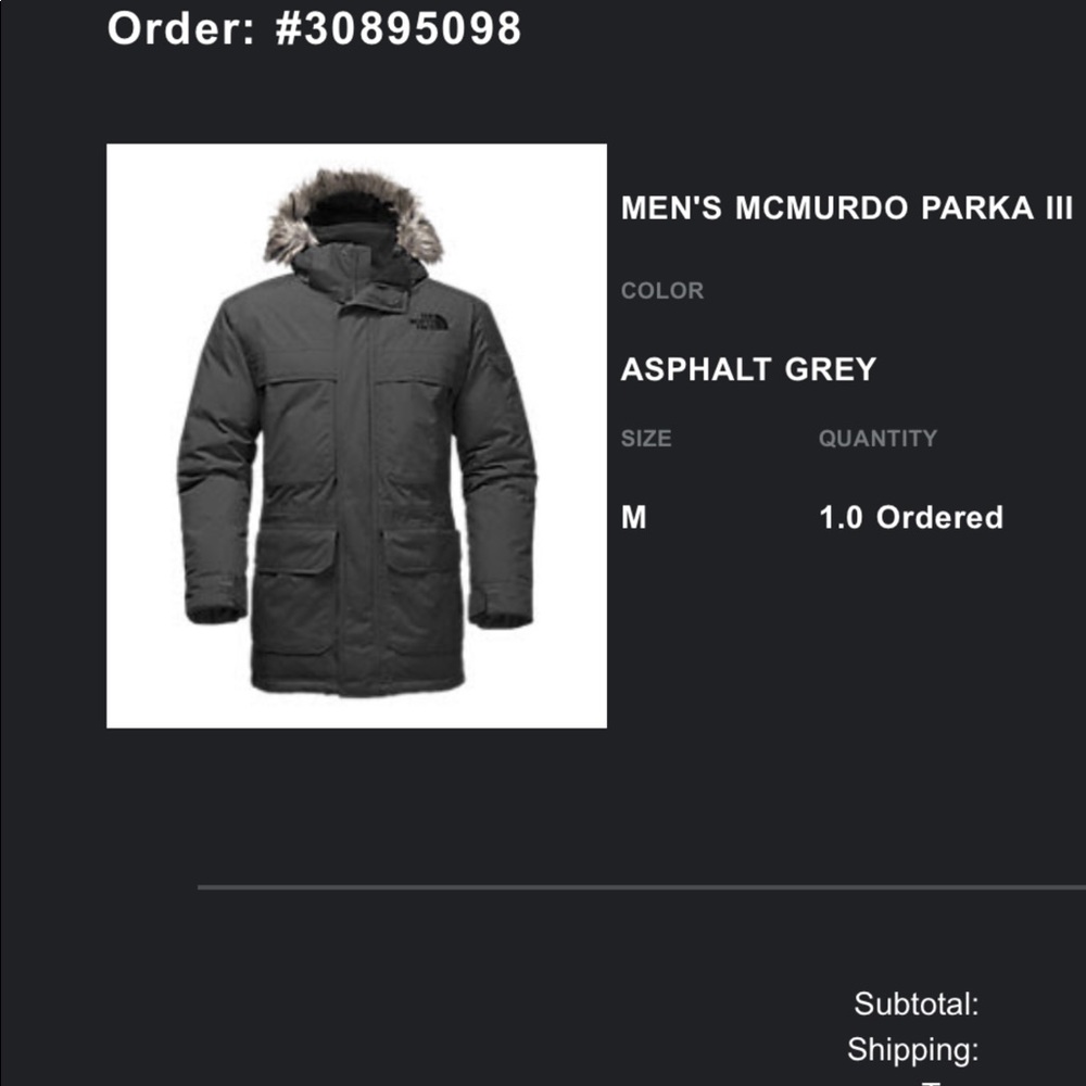 The North Face Asphalt Grey McMurdo Parka III Mens